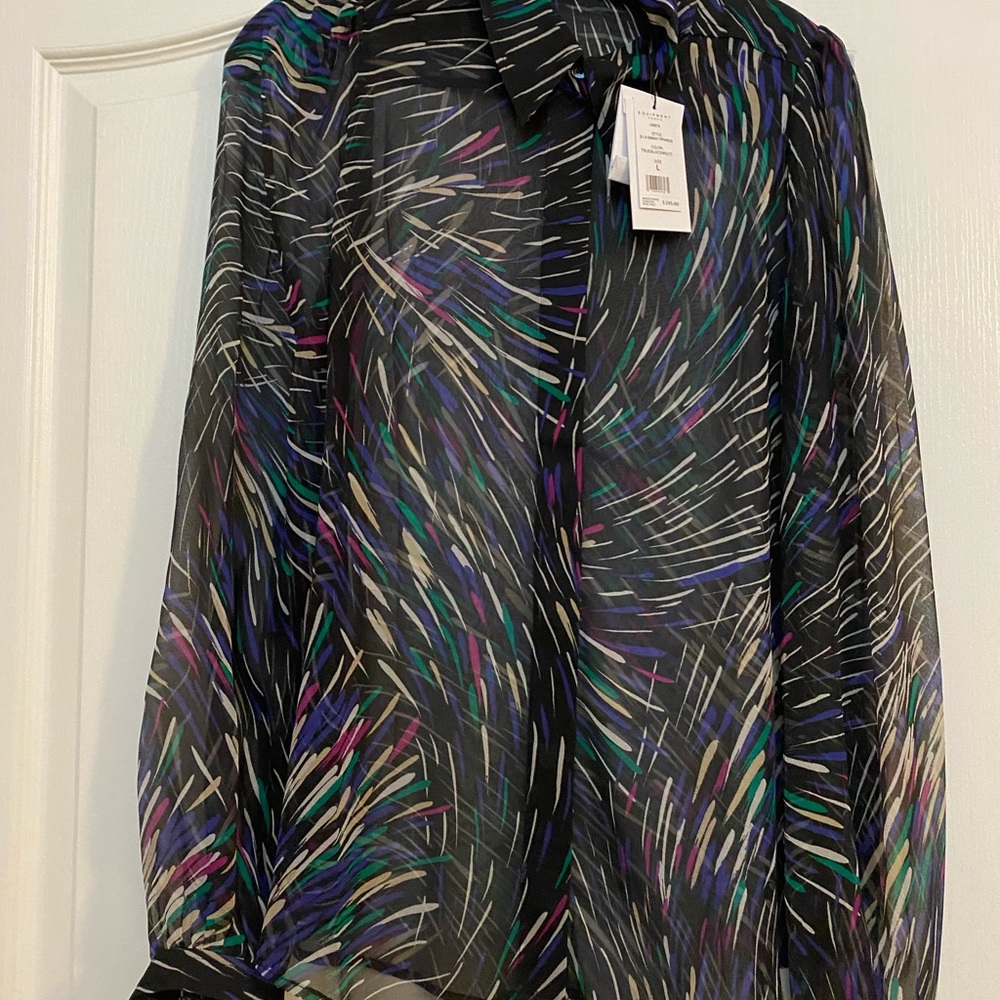 Button up shirt.  True black multi.  Made by Equipment Femme.  Beautiful!!